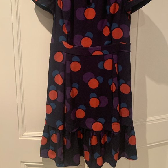 MARC JACOBS Navy Silk Dress with Polka Dot Party Prom Dress - Size  4 - Picture 12 of 15